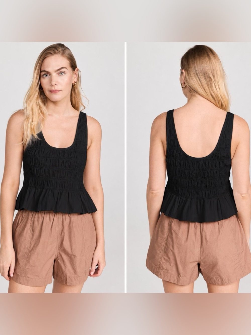 NWOT APIECE APART Black Smocked Peplum Tank